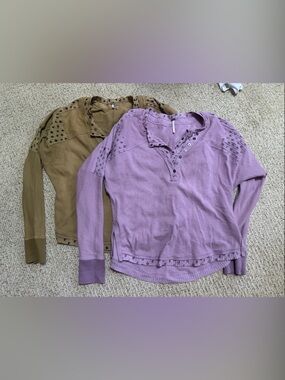 EUC lot of two free people Henley thermals with long sleeves